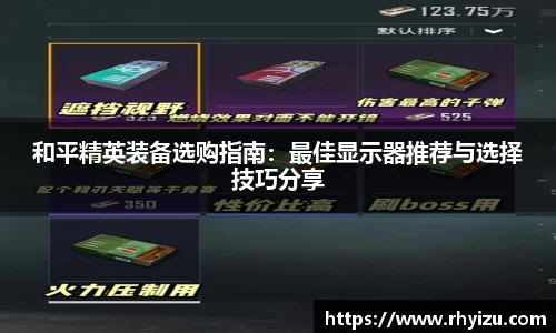 和平精英装备选购指南：最佳显示器推荐与选择技巧分享